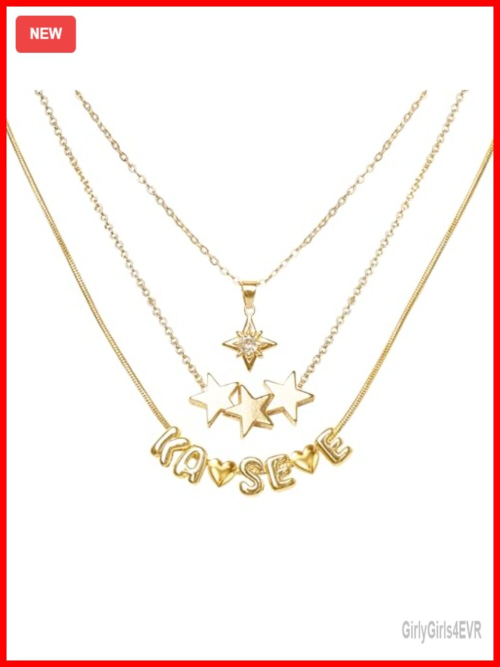 3-Piece Katseye Fan Necklace Set - 18K Gold-Plated Charms Stackable Layered